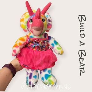 Build a Bear Tie-Dye Triceratops Bear In Dress